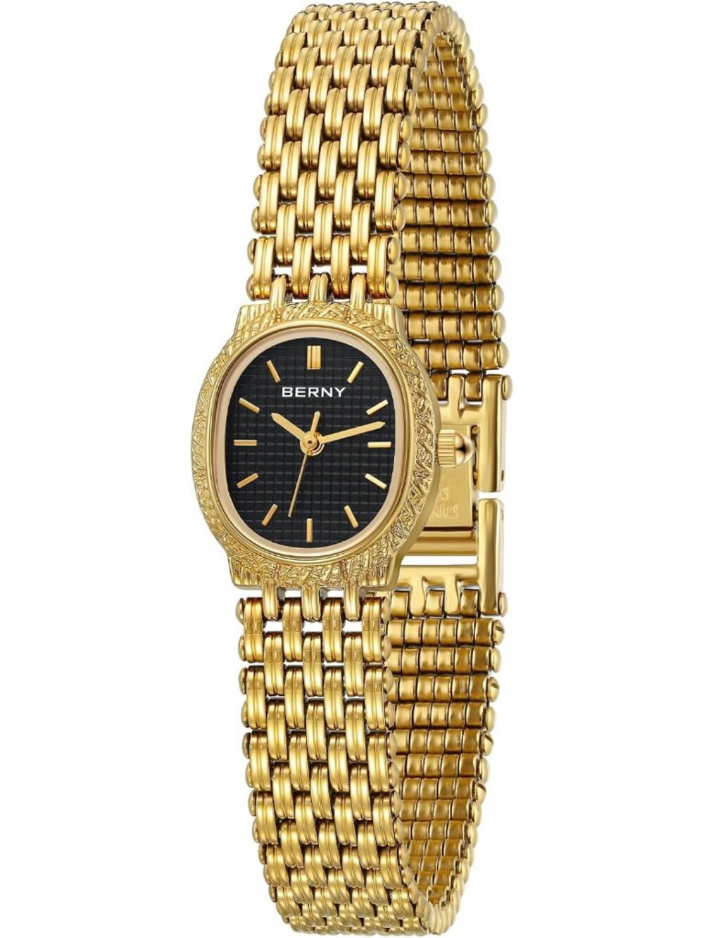Women’s Black Vintage Gold Dainty Bracelet Jewelry Clasp Quartz Wristwatch